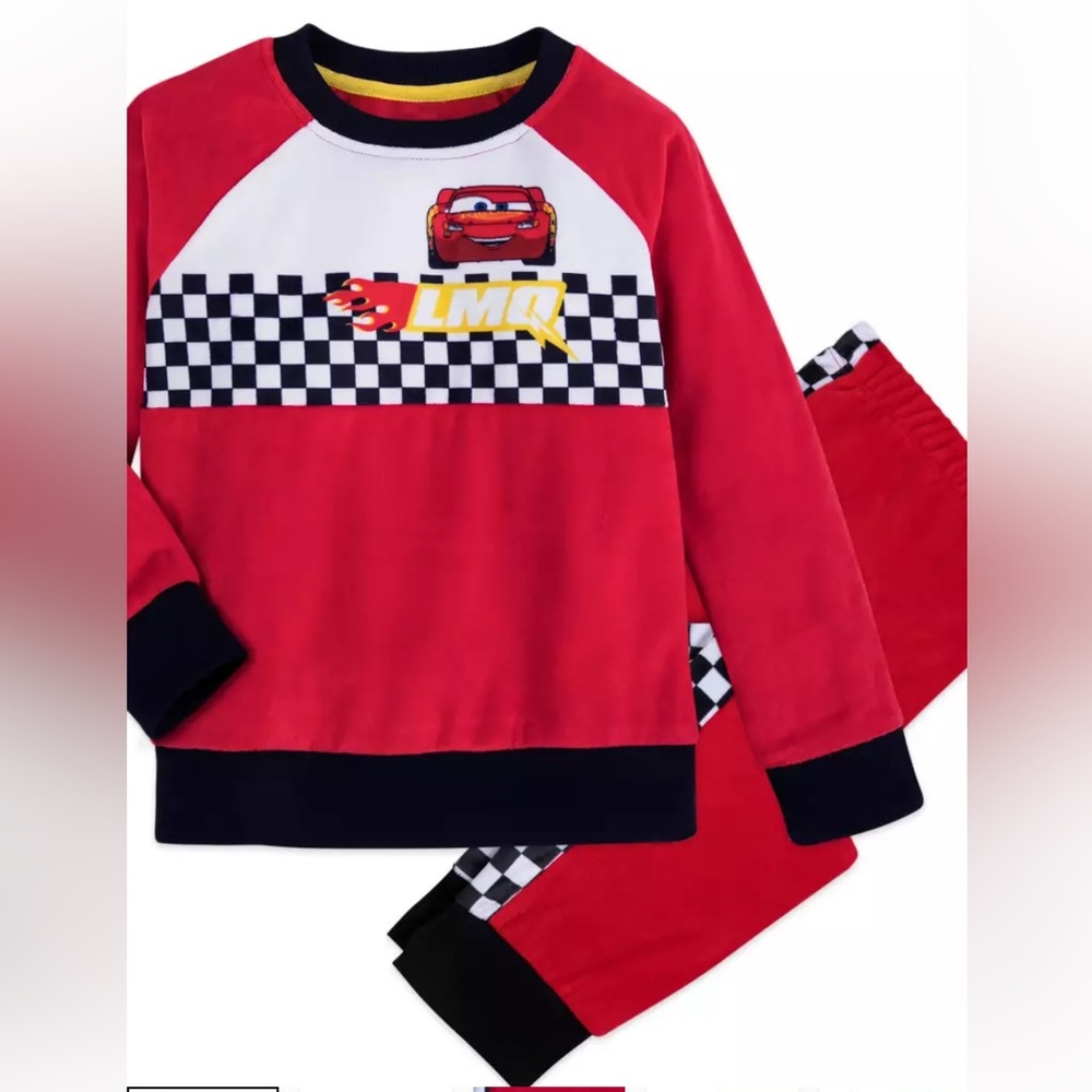 Disney Pixar Cars Lightning McQueen Velour Pajama Set 9/10